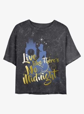 Disney Cinderella No Midnight Mineral Wash Crop Womens T-Shirt