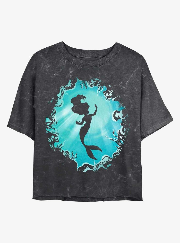 Disney Princesses Ariel's Grotto Mineral Wash Crop Womens T-Shirt