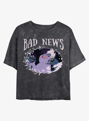 Disney Princesses Ursula Bad News Mineral Wash Crop Womens T-Shirt