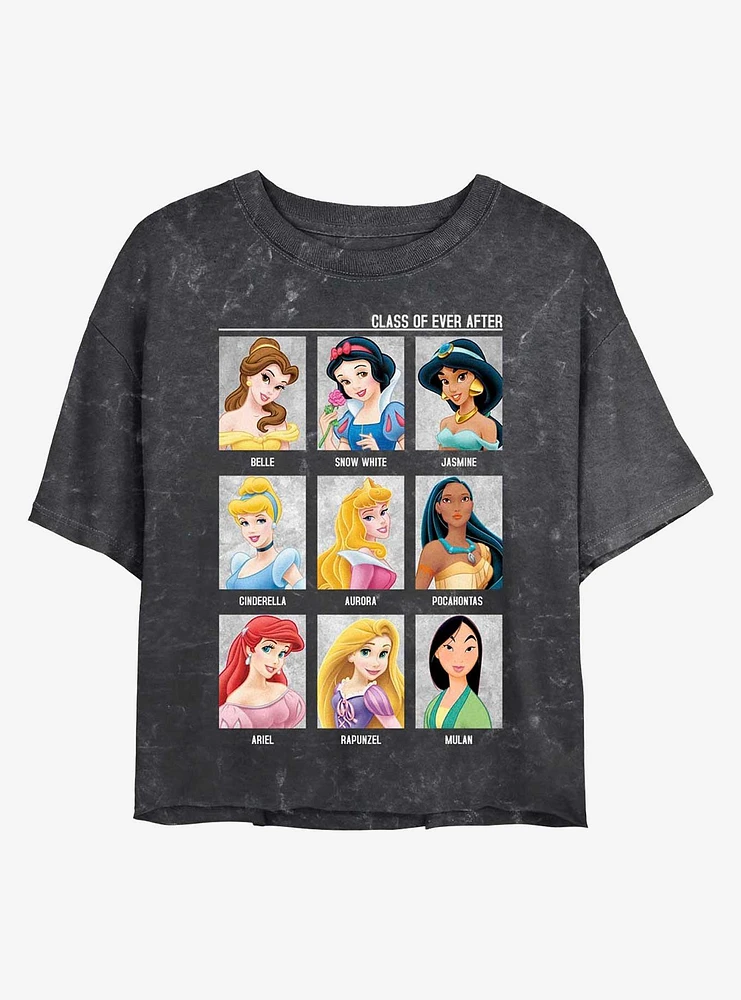 Disney Princesses Class of Ever After Mineral Wash Crop Womens T-Shirt