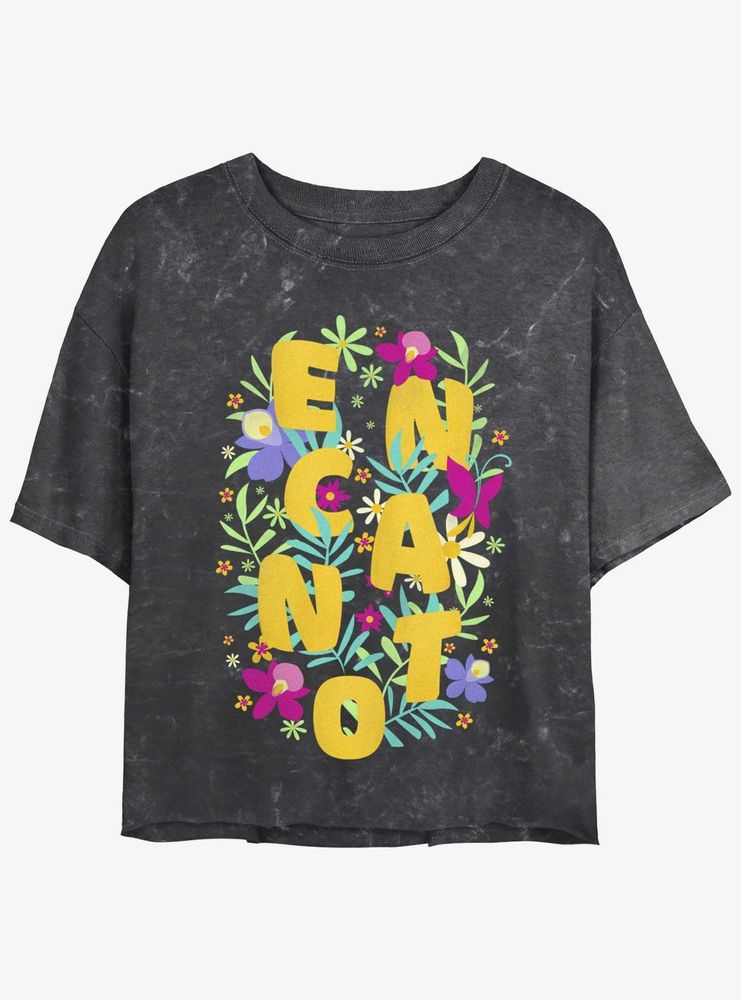 Disney Encanto Flower Arrangement Mineral Wash Womens Crop T-Shirt