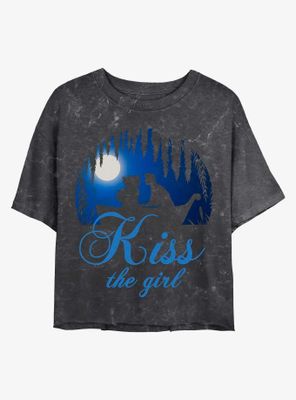 Disney The Little Mermaid Kiss Girl Vignette Mineral Wash Crop Womens T-Shirt