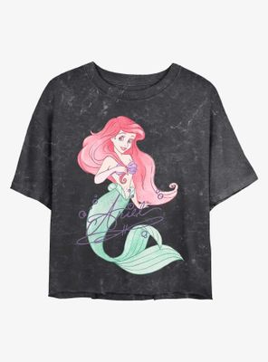 Disney The Little Mermaid Signed Ariel Mineral Wash Crop Womens T-Shirt
