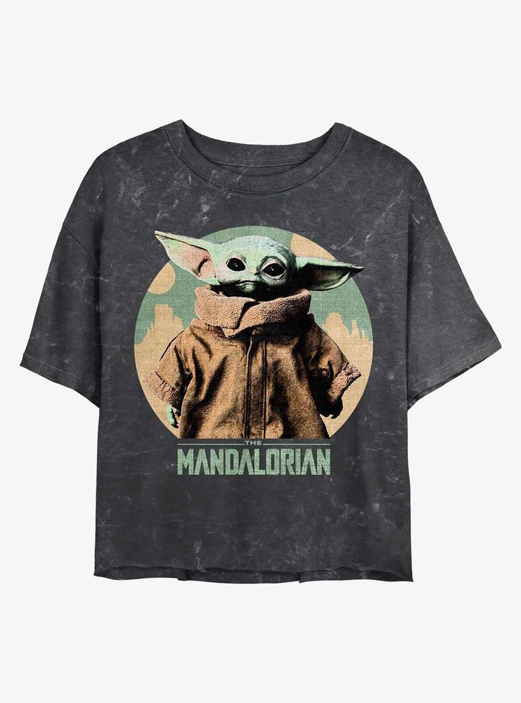 Star Wars The Mandalorian Grogu Child Mineral Wash Crop Womens T-Shirt