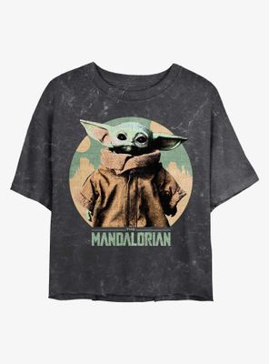 Star Wars The Mandalorian Grogu Child Mineral Wash Crop Womens T-Shirt