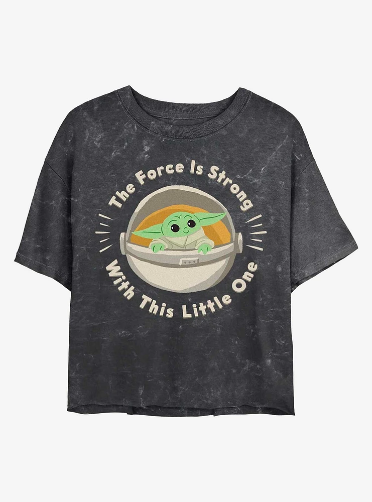 Star Wars The Mandalorian Little One Mineral Wash Crop Womens T-Shirt