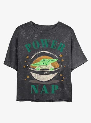 Star Wars The Mandalorian Power Nap Mineral Wash Crop Womens T-Shirt