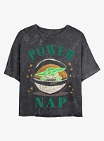 Star Wars The Mandalorian Power Nap Mineral Wash Crop Womens T-Shirt