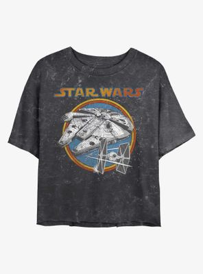 Star Wars Battleship Mineral Wash Crop Womens T-Shirt