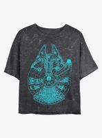 Star Wars Blue Falcon Mineral Wash Crop Womens T-Shirt