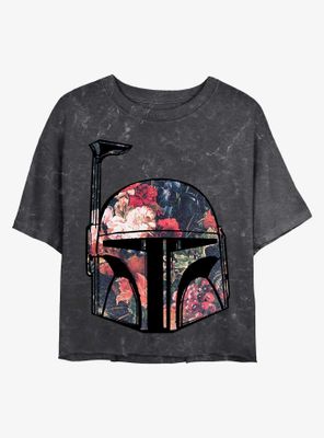 Star Wars Bobba Floral Mineral Wash Crop Womens T-Shirt