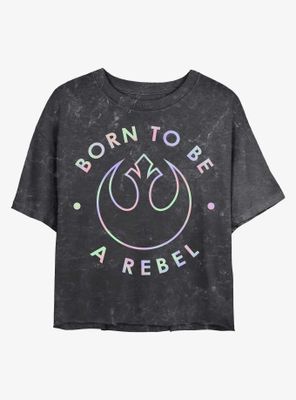 Star Wars Born To Be A Rebel Mineral Wash Crop Womens T-Shirt