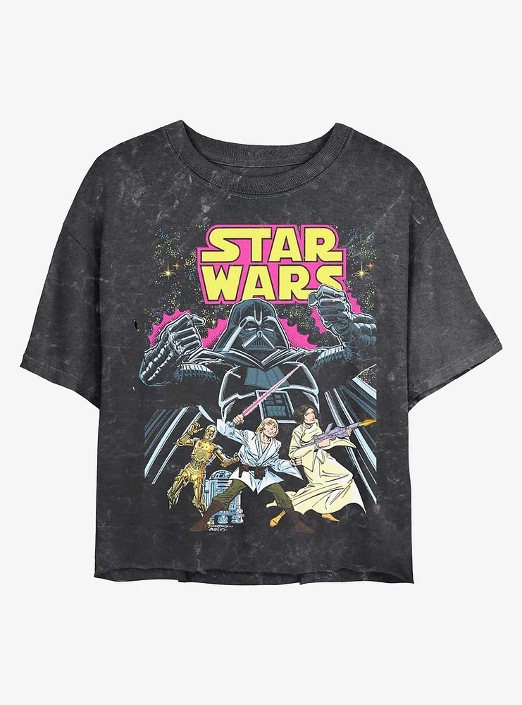 Star Wars Comic Mineral Wash Crop Womens T-Shirt