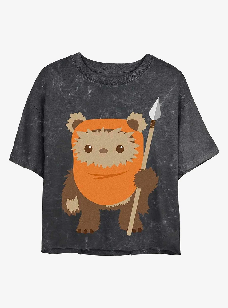 Star Wars Ewok Spear Mineral Wash Crop Womens T-Shirt