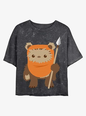 Star Wars Ewok Spear Mineral Wash Crop Womens T-Shirt