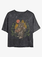 Star Wars Ewok Sunset Mineral Wash Crop Womens T-Shirt