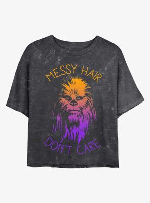 Star Wars Messy Hair Chewie Mineral Wash Crop Womens T-Shirt