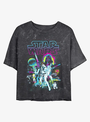 Star Wars Neon Hope Mineral Wash Crop Womens T-Shirt