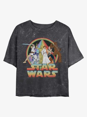 Star Wars Psychedelic Mineral Wash Crop Womens T-Shirt
