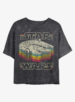 Star Wars Retro Falcon Mineral Wash Crop Womens T-Shirt