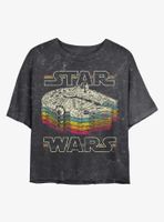 Star Wars Retro Falcon Mineral Wash Crop Womens T-Shirt