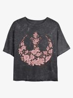 Star Wars Rose Rebel Symbol Mineral Wash Crop Womens T-Shirt