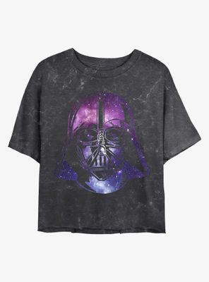 Star Wars Vader Space Helmet Mineral Wash Crop Womens T-Shirt