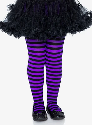 Black And Purple Youth Stripe Tights