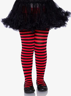 Black And Red Youth Stripe Tights