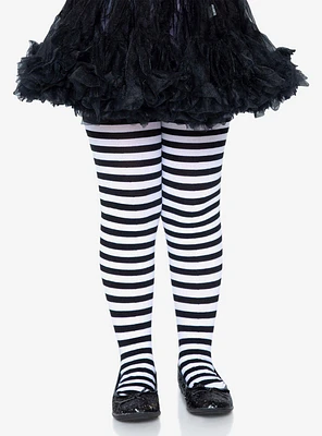 Black And White Youth Stripe Tights