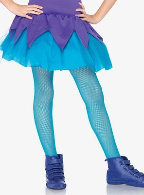 Neon Blue Youth Fishnet Tights