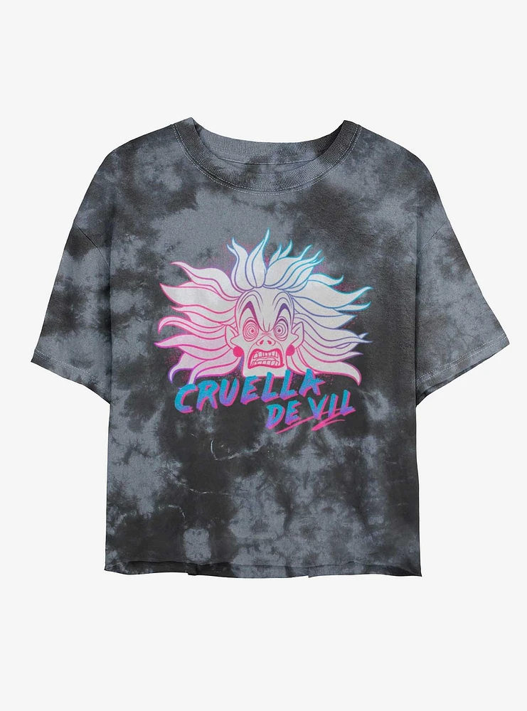 Disney Cruella Crazy Tie-Dye Girls Crop T-Shirt