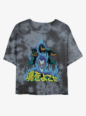 Disney Villains Hades and Cerberus Japanese Lettering Tie-Dye Girls Crop T-Shirt