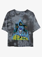 Disney Villains Hades and Cerberus Japanese Lettering Tie-Dye Girls Crop T-Shirt