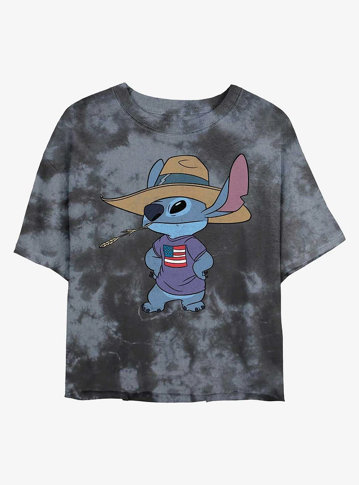 Disney Lilo & Stitch Cowboy Tie-Dye Girls Crop T-Shirt