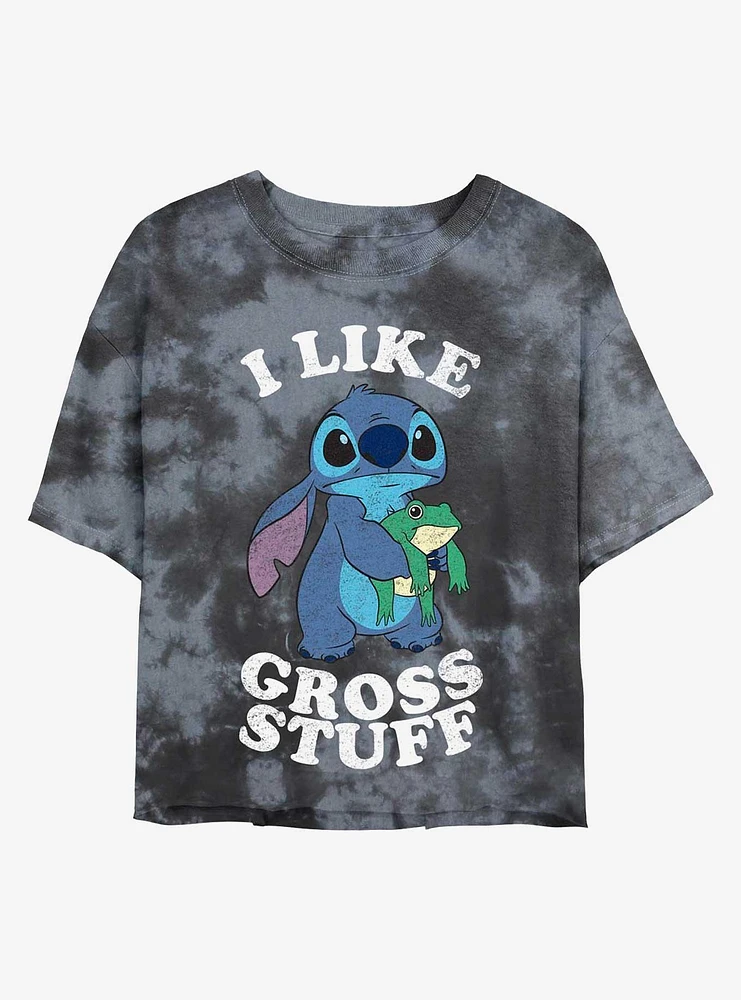 Disney Lilo & Stitch I Like Gross Stuff Tie-Dye Girls Crop T-Shirt