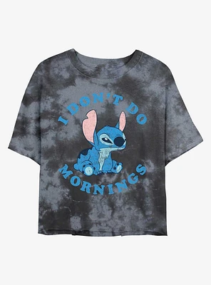 Disney Lilo & Stitch I Don't Do Mornings Tie-Dye Girls Crop T-Shirt