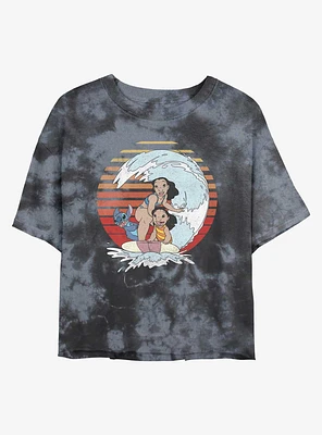 Disney Lilo & Stitch Sunset Family Tie-Dye Girls Crop T-Shirt