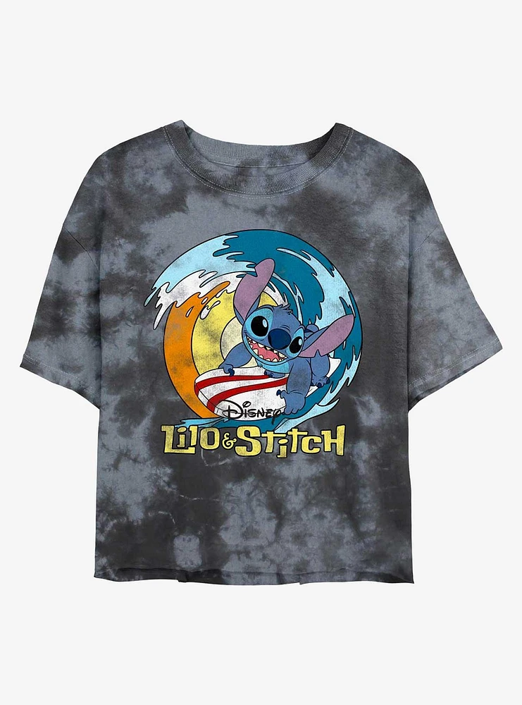 Disney Lilo & Stitch Surf's Up Tie-Dye Girls Crop T-Shirt