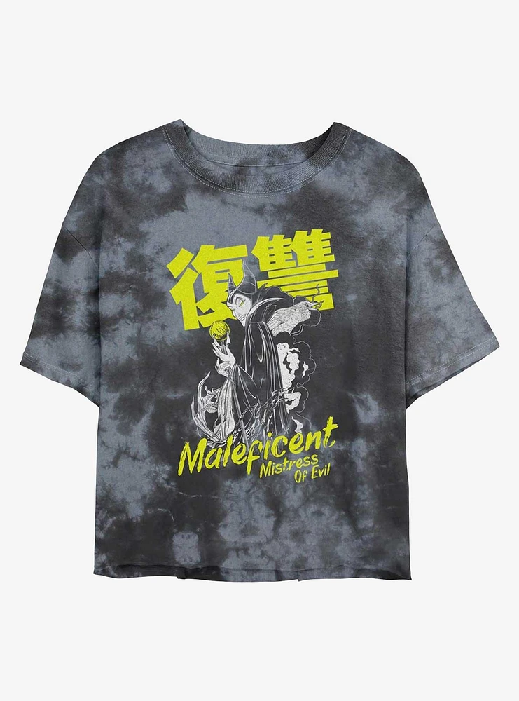 Disney Maleficent Rise of Vengeance Japanese Lettering Tie-Dye Girls Crop T-Shirt