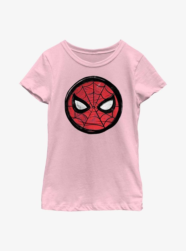 Marvel Spider-Man Sketched Mask Icon Youth Girls T-Shirt