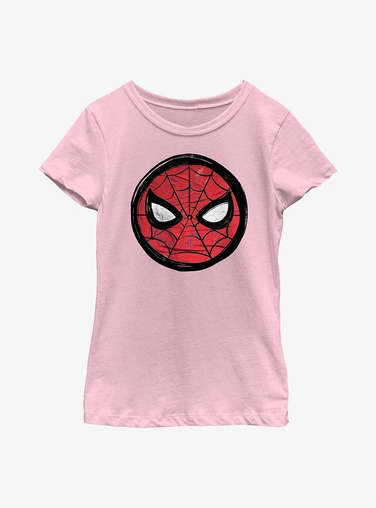 Marvel Spider-Man Sketched Mask Icon Youth Girls T-Shirt