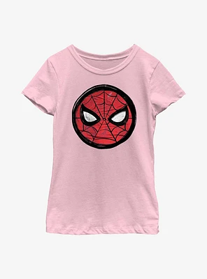 Marvel Spider-Man Sketched Mask Icon Youth Girls T-Shirt