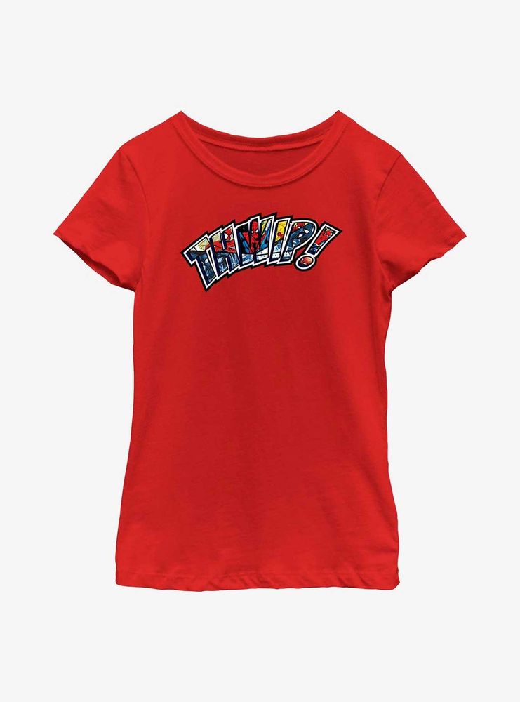 Marvel Spider-Man Thwip! Comic Font Youth Girls T-Shirt