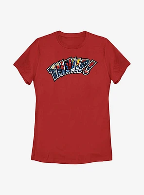 Marvel Spider-Man Thwip! Comic Font Womens T-Shirt