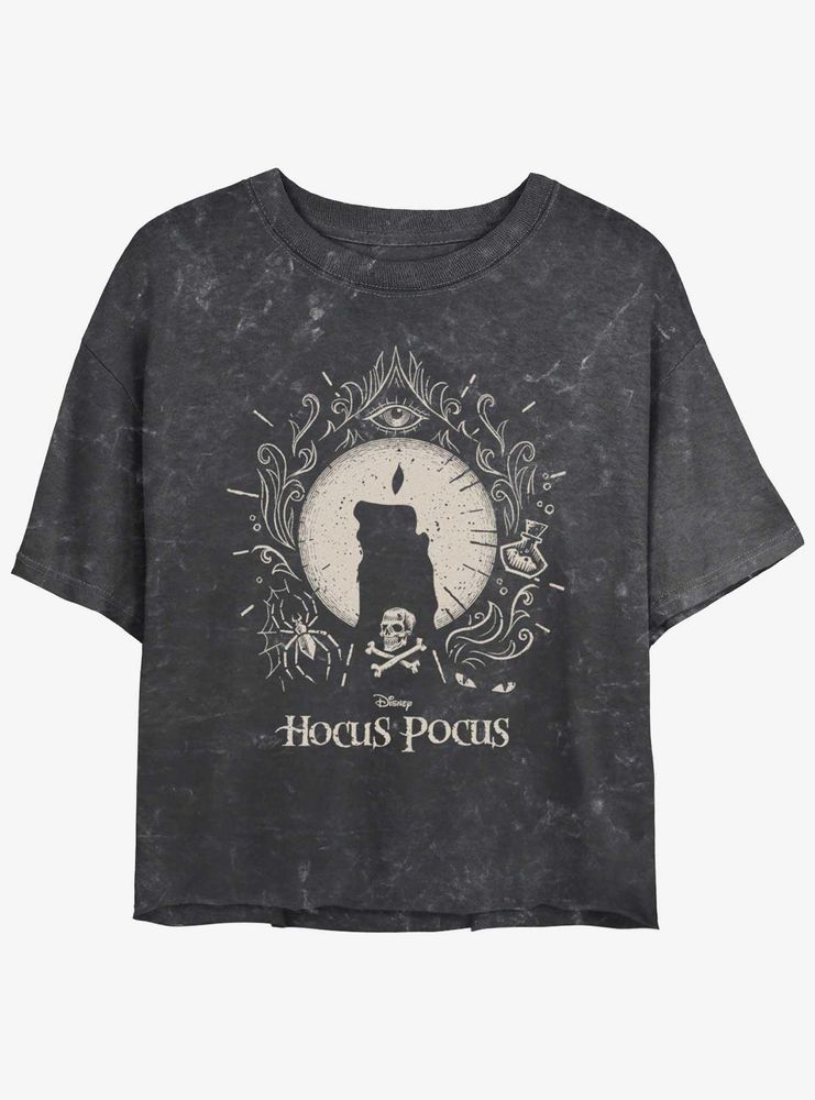 Disney Hocus Pocus Black Flame Mineral Wash Womens Crop T-Shirt