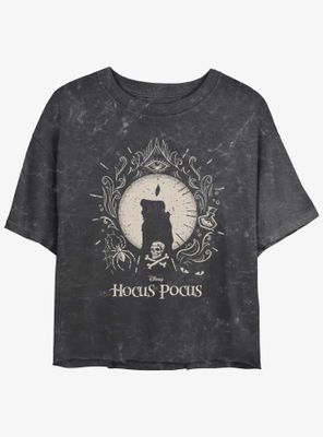 Disney Hocus Pocus Black Flame Mineral Wash Womens Crop T-Shirt
