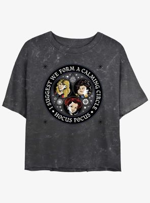 Disney Hocus Pocus Sanderson Sisters Calming Circle Mineral Wash Womens Crop T-Shirt