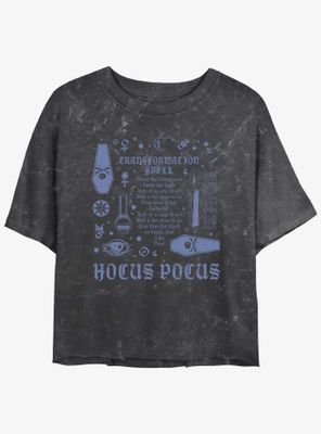 Disney Hocus Pocus Transformation Spell Lyrics Mineral Wash Womens Crop T-Shirt