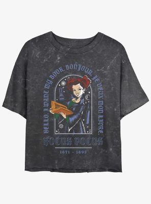 Disney Hocus Pocus Winnie I Want My Book Mineral Wash Womens Crop T-Shirt